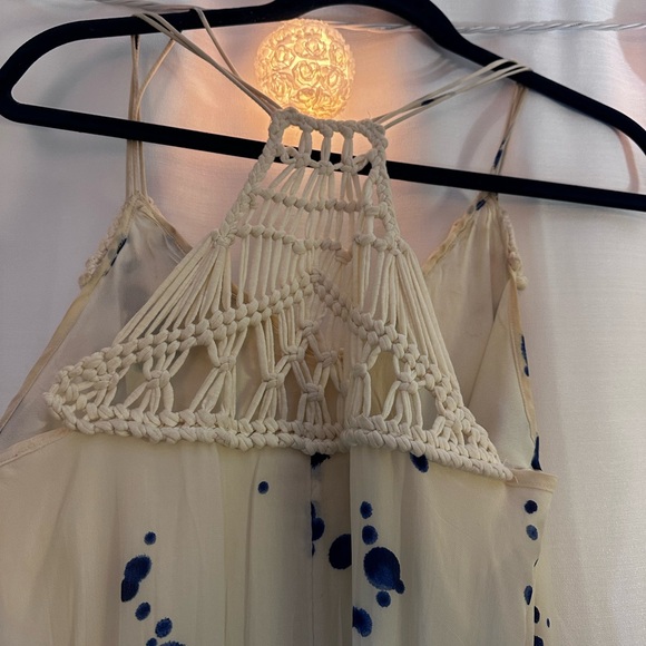 Anthropologie Maeve Crochet White and Blue Maxi Dress - Picture 4 of 6